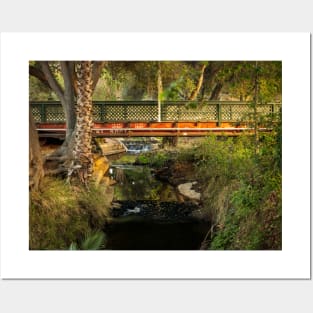 Peaceful Stream of Water Flowing under Bridge V1 Posters and Art